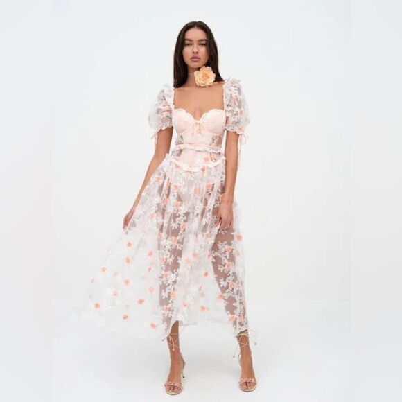 New free People For Love & Lemons Tessa Midi Dress/ Size M - Picture 2 of 11